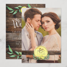 PHOTO WEDDING INVITATION | Rustic Barn Wood Lemon