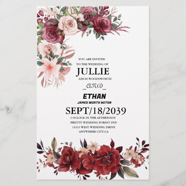  Photo Wedding Invitation Stationery (Front)