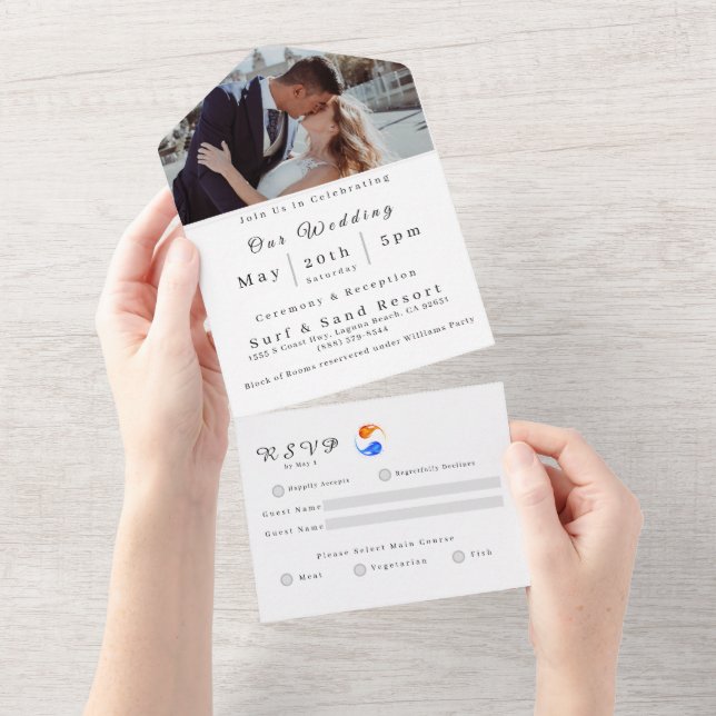 Photo Wedding Invitation-Twin Flame- All In One Invitation (Tearaway)