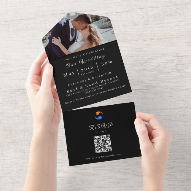 Photo Wedding Invitation-Twin Flame Wedding Theme- All In One Invitation (Tearaway)