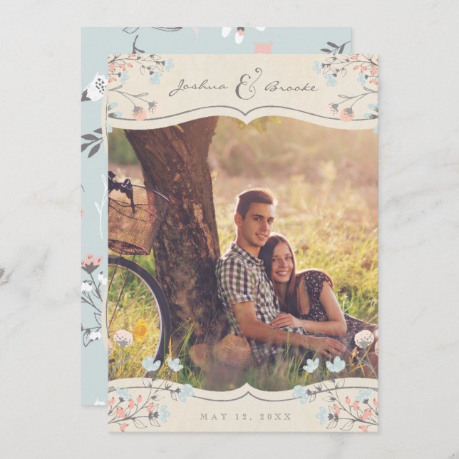 PHOTO WEDDING INVITATION | Vintage Bicycle Love (Front/Back)