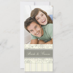 Photo Wedding Invitations Beige Stripes & Floral