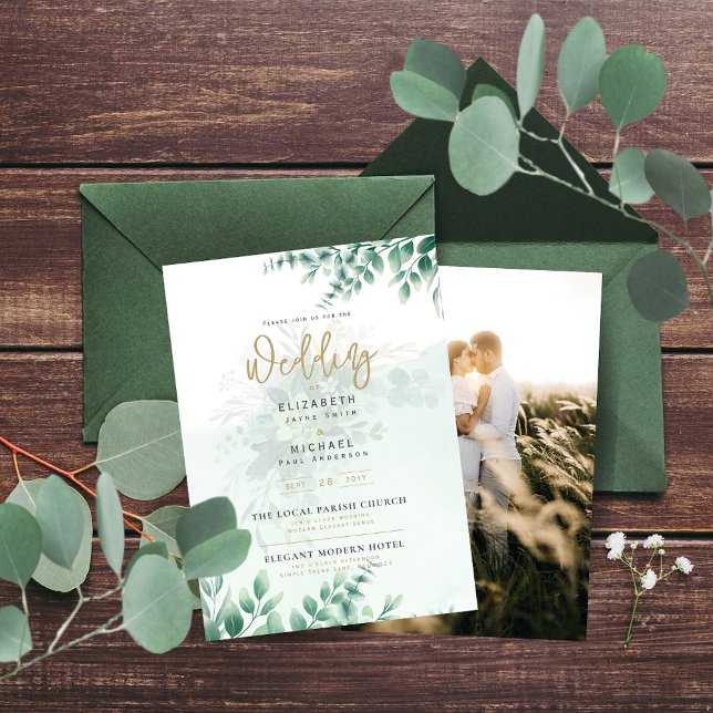 Photo Wedding Invite Eucalytpus Greenery Budget (Creator Uploaded)
