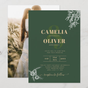 PHOTO Wedding Invite Juniper Green Modern Budget