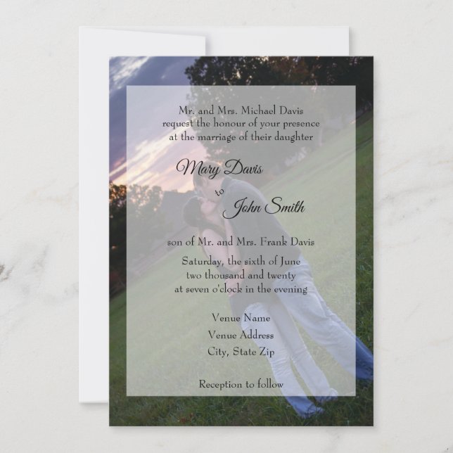 Photo Wedding Overlay With Scripture Invitation (Front)