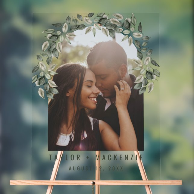 Photo Wedding Personalized Modern Leaf Frame (Neutre)