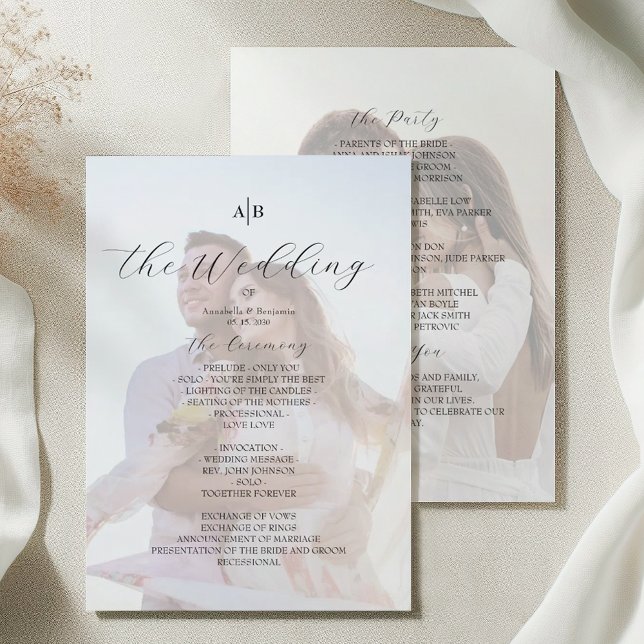 Photo Wedding Program with Monogram (Creator Uploaded)