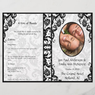 Photo Wedding Programme Black Damask