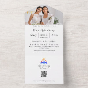Photo Wedding -QR Code-LGBTQ-Twin Flame Symbol All In One Invitation