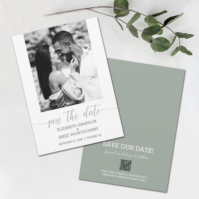 Photo Wedding Sage Green Save The Date (Creator Uploaded)