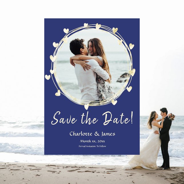 Photo Wedding Save The Date Engagement Gold Hearts (Photo Wedding Save The Date Engagement Gold Hearts)