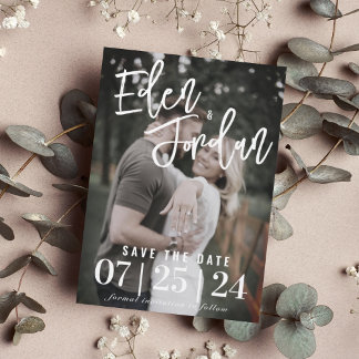 Photo Wedding Save the Date Magnet | Faux Vellum
