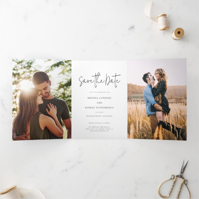 Photo Wedding Save The Date Script Card (Inside)