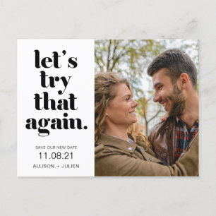 Photo Wedding Save the New Date Postponement Announcement Postcard