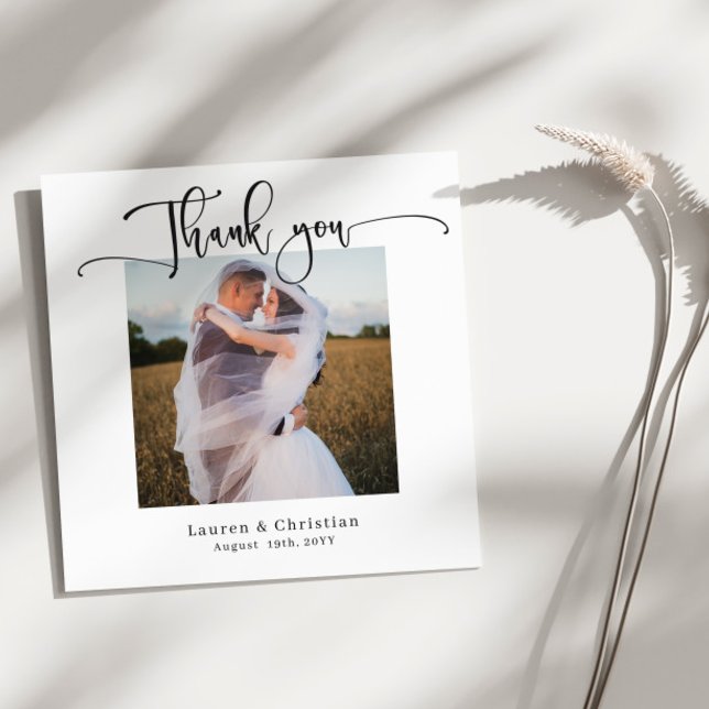 Photo Wedding Square Thank you Card (Creator Uploaded)