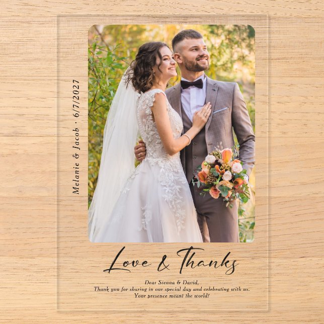 Photo  Wedding Thank you Clear Acrylic Invitations (Front)