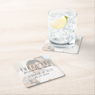 Photo Wedding Thank You Coaster