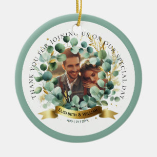 PHOTO Wedding Thank You Eucalyptus Leaves Favour   Ceramic Ornament