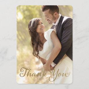 Photo Wedding Thank You, Faux Gold Foil Effect Thank You Card