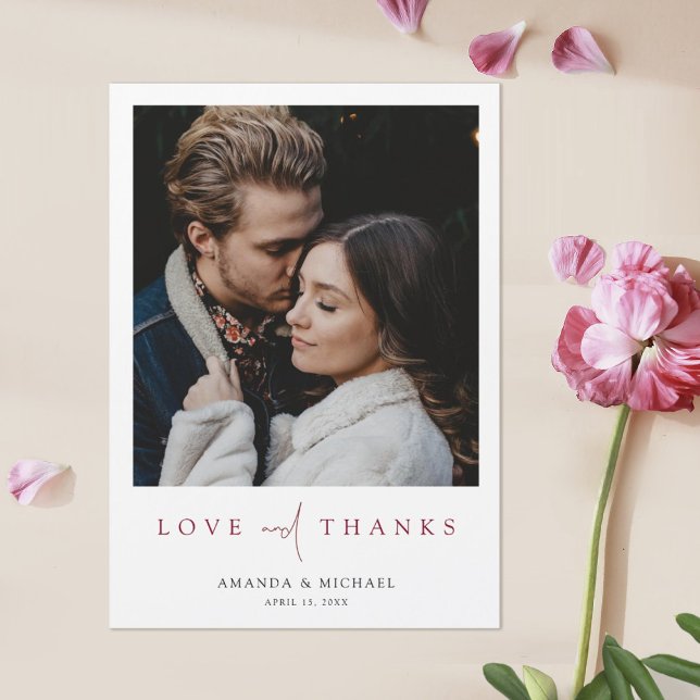 Photo Wedding Thank You Magnet with Burgundy (Creator Uploaded)