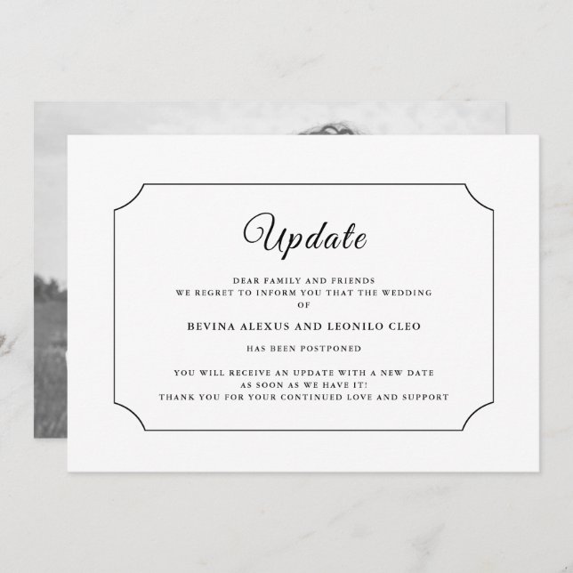 Photo | Wedding Update Postponement Announcement (Front/Back)