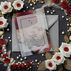 Photo Wedding Vellum Transparency Effect Initials Invitations