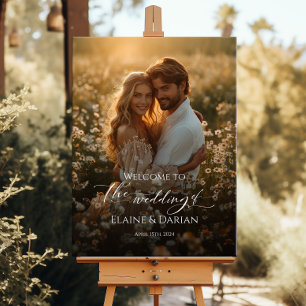 Photo wedding welcome sign elegant calligraphy