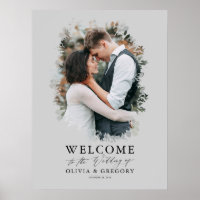 Photo Wedding Welcome Sign - Grey