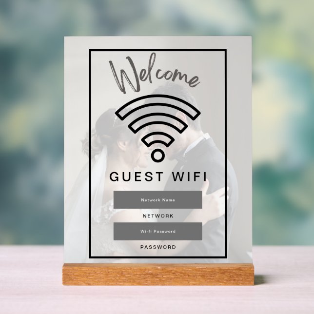 Photo Welcome Guest Wifi Password Acrylic Sign (Neutral)