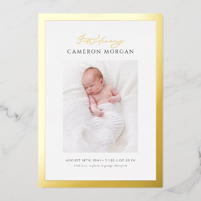 Photo Whimsical Gold Faire-part de naissance (Recto)