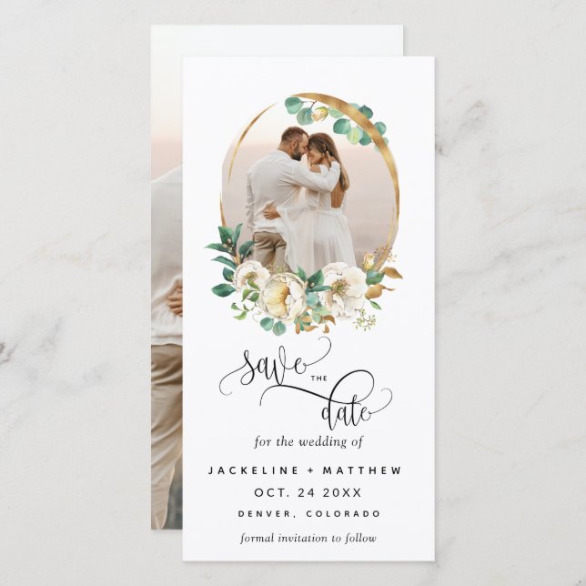 Photo White Mustard Wedding Save The Date Bookmark (Front/Back)