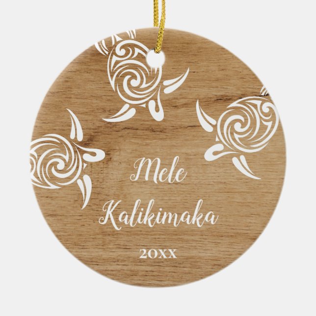 PHOTO White Turtles | Mele Kalikimaka Ceramic Ornament (Front)