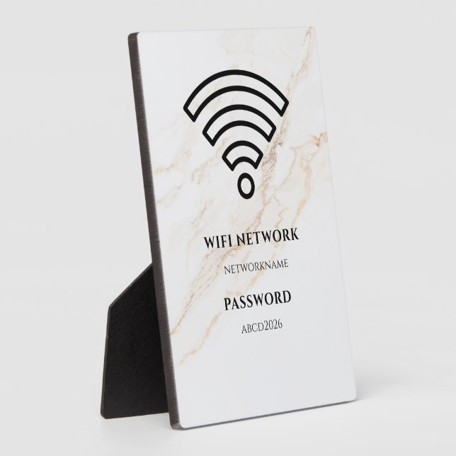 Photo Wifi Network and Password Black Plaque (Côté)