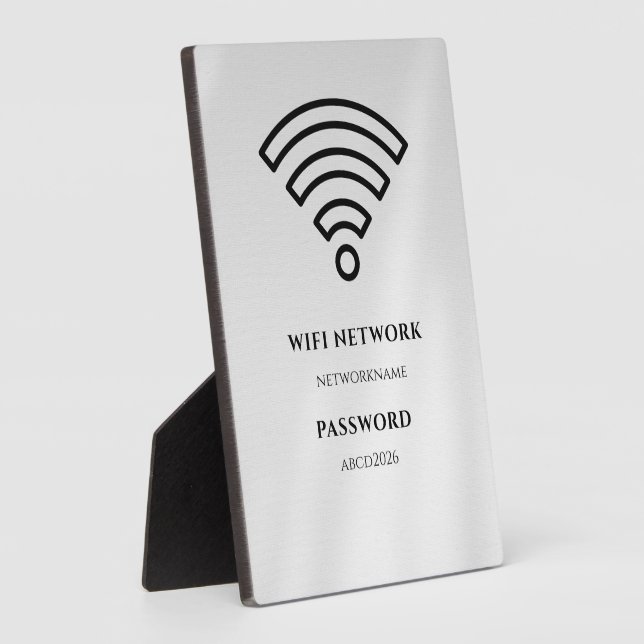 Photo Wifi Network and Password Black Plaque (Côté)