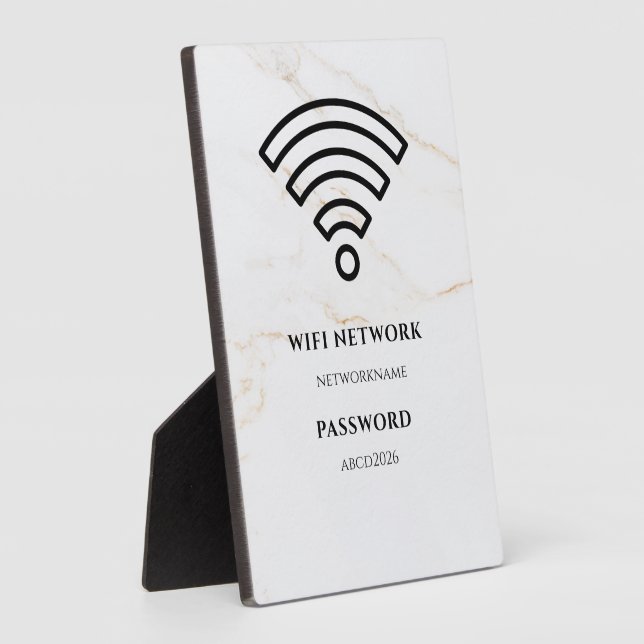 Photo Wifi Network and Password Black Plaque (Côté)