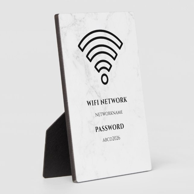 Photo Wifi Network and Password Black Plaque (Côté)