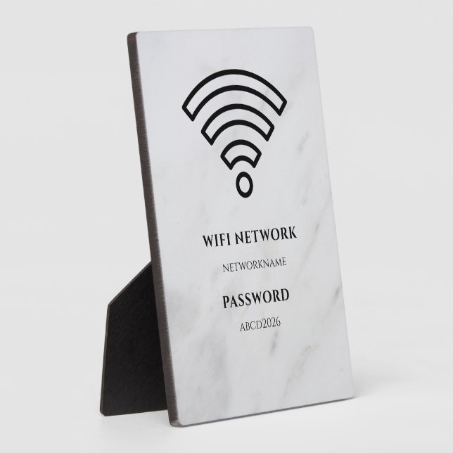 Photo Wifi Network and Password Black Plaque (Côté)