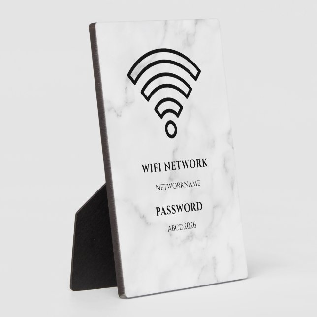 Photo Wifi Network and Password Black Plaque (Côté)