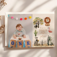 Photo Wild One Jungle Safari Animals Boy 1st