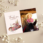Photo Wild West Cowgirl Country Western Birthday  Thank You Card<br><div class="desc">Express your gratitude, cowgirl style, with our Photo Wild West Cowgirl Country Western Birthday Thank You Card. This isn't just a card; it's your way of thanking your guests in true Western fashion. Whether you're sending thanks for gifts, presence, or well-wishes, this card adds a touch of rustic charm to...</div>