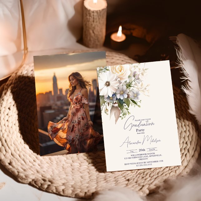 Photo Wildflower Boho Garden Graduation Invitation (Creator Uploaded)