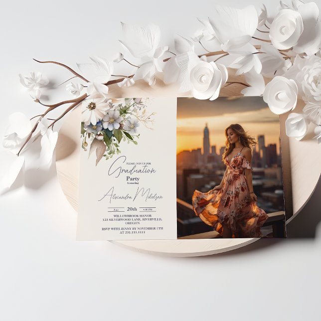 Photo Wildflower Boho Garden Graduation Invitation (Creator Uploaded)