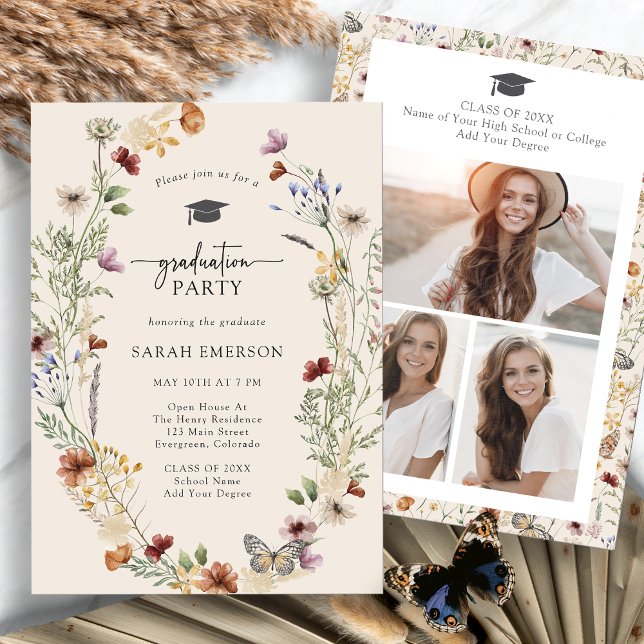 Photo Wildflower Graduation Party Invitation (Creator Uploaded)