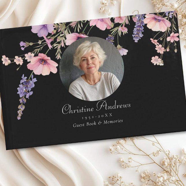 Photo, Wildflower "In Loving Memory" Funeral Guest Book (Photo, Wildflower "In Loving Memory" Funeral Guest Book)