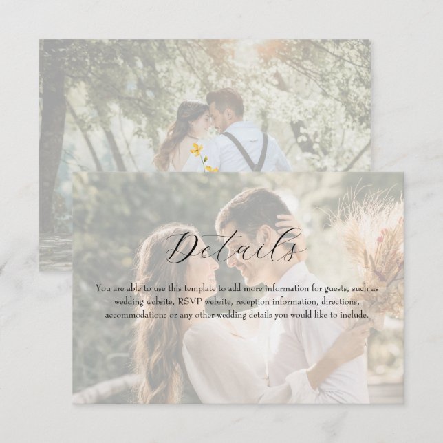 Photo Wildflower Wedding Details Enclosure Card (Front/Back)