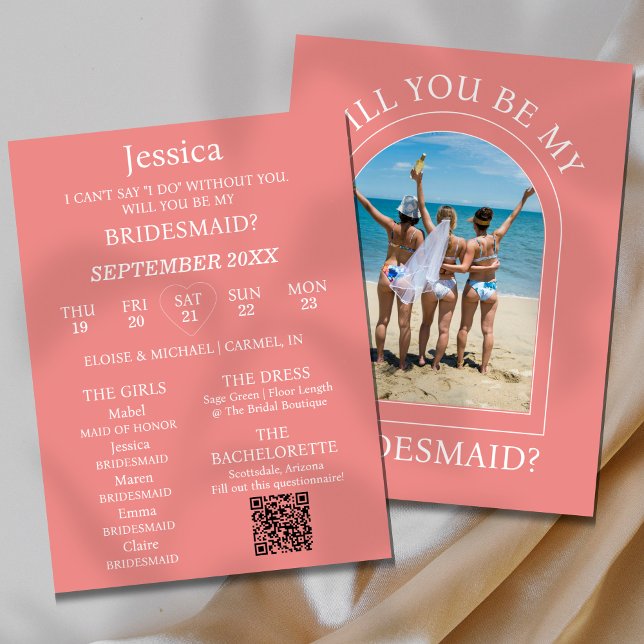 Photo Will You Be My Bridesmaid Proposal Card (Pop the question to your bridal party with this Photo Will You Be My Bridesmaid Proposal Card! )