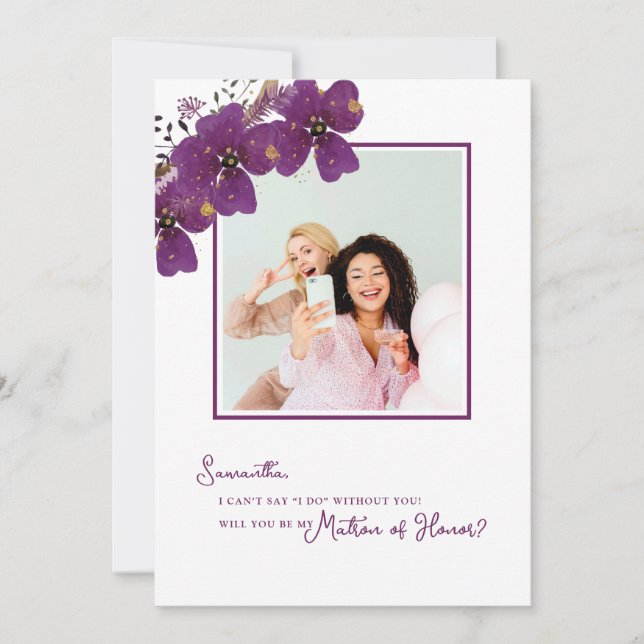 Photo Will You Be My Matron of Honour Proposal Invitation (Front)