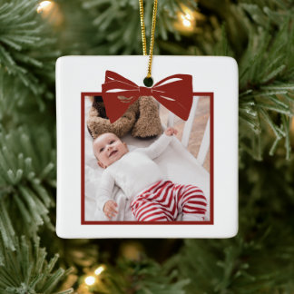 Photo with a Bow Personalized Ceramic Ornament