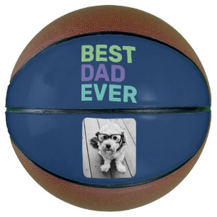 Photo with Best Dad Ever - Whimsical Greeting Blue Basketball