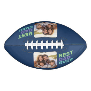 Photo with Best Dad Ever - Whimsical Greeting Blue Football